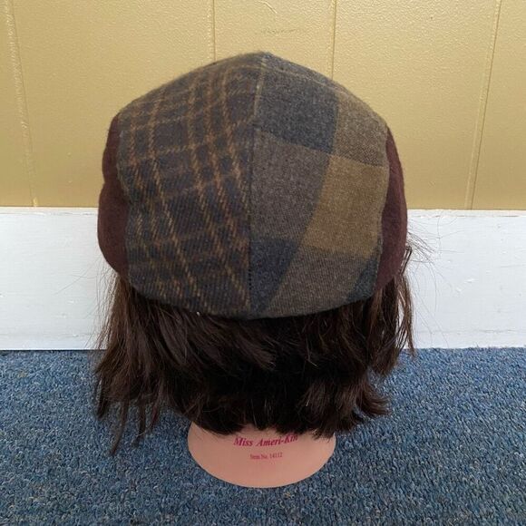 Men’s OS wool and corduroy flat cap w/patterned multicolor fabric - Picture 5 of 7